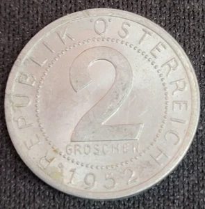 1952 Austria 2 Groschen Aluminum Coin - Picture 1 of 2