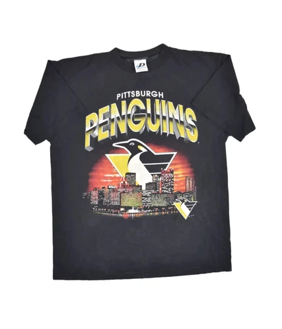 Vintage Pittsburgh Penguins T Shirt Mens L Dynasty NHL Hockey City Skyline Cover