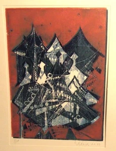 Wolfgang Luser, Farbradierung "Monotypie" 1979 handsigniert - Bild 1 von 2