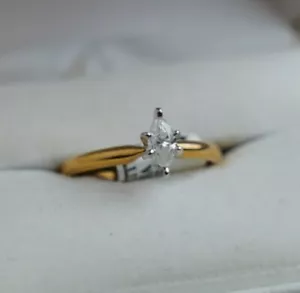 Marquise Cut Diamond Engagement Ring - 14K Gold - 1/3 CTTW - In Case with Box - Picture 1 of 9