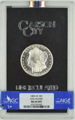 1883 CC MORGAN DOLLAR S$1 GSA HOARD NGC MS 64 DPL DEEP PROOF LIKE - Image 1 of 3
