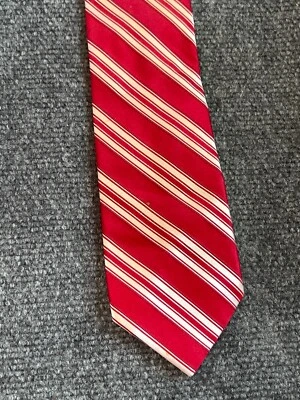 Neiman Marcus Corbata de Seda Roja Rayas Blancas Hombres Negocios Formal Prendas para el Cuello Foto 1 de 4