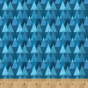 ACROSS THE USA Overlapping Triangles Windham  Cotton Quilt Fabric 52208 5 Blue - Picture 1 of 1