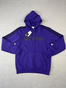 Adidas Essentials Felpa con Cappuccio 3 Strisce Uomo M Collegiale Viola Felpa in Pile - Foto 1 di 9