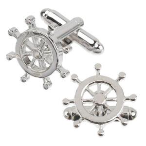 Retro Ship Wheel Cufflinks - Nautical Men's Jewelry