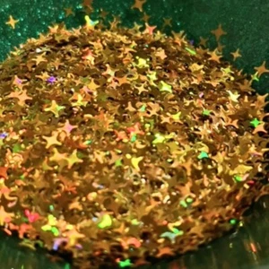 Gold Holographic 4 Point Star Glitter Nail Art & Acrylic Arts Crafts 10G Bag - Picture 1 of 13