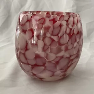 Portacandele votivo screziato rosa in vetro artistico marcato - Foto 1 di 12