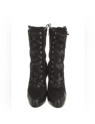 Christian Louboutin Avedere 黑色麂皮绒系带靴 Whimsygoth IT36 — 第 1/4 张图片