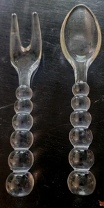 Imperial Candlewick Glass Salad Servers, Fork & Spoon - Picture 1 of 3