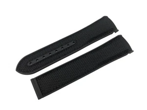 Black Rubber Fabric strap/band Fit Omega SeaMaster PlanetOcean Watch Pins/Tool - Picture 1 of 16