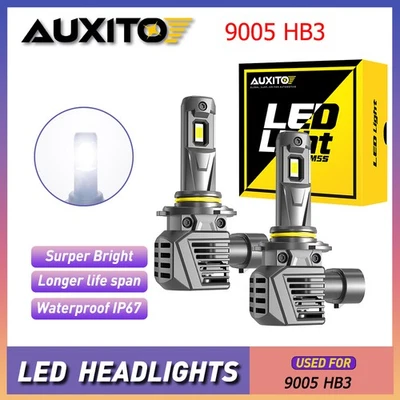 AUXITO M5S 9005 HB3 LED Headlight Bulbs High Beam 6000K Xenon White FAN COOLING - Image 1 of 4