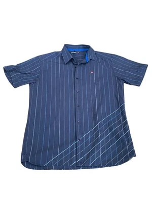 Vintage Quiksilver Button-Up Shirt Men's Size XL Blue Striped Y2K Surf Wear - Image 1 of 4