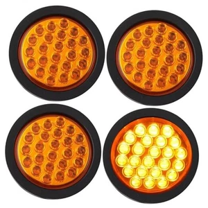 4 Stück 4 Zoll Runde Bernstein Stroboskopleuchten 24 LED Anhänger Rückleuchten mit Stobel  - Bild 1 von 8