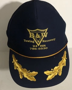 B&W Towing Recovery Gold Leaf cap hat Vintage Blue Adjustable SnapBack H2 - Picture 1 of 3