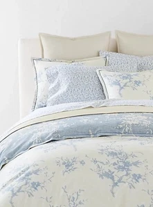 Ralph Lauren Eva Botanical Wende-Bettdecken-Set 3-teilig King Creme/Blau 500 $ - Bild 1 von 10
