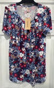 Camicetta donna marca Anymeet manica corta floreale taglia L - Foto 1 di 3