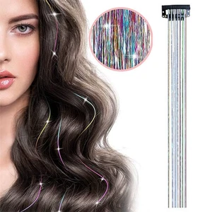 1/6 Stück Haarlametta Clip in Haarlametta Set Glitzer Haarverlängerungen❀ Lametta U4L3 - Bild 1 von 15