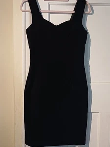 Miss Selfridge Pencil Dress Vintage 80s Black Velvet Sweetheaart Mini UK 8/10 - Picture 1 of 5