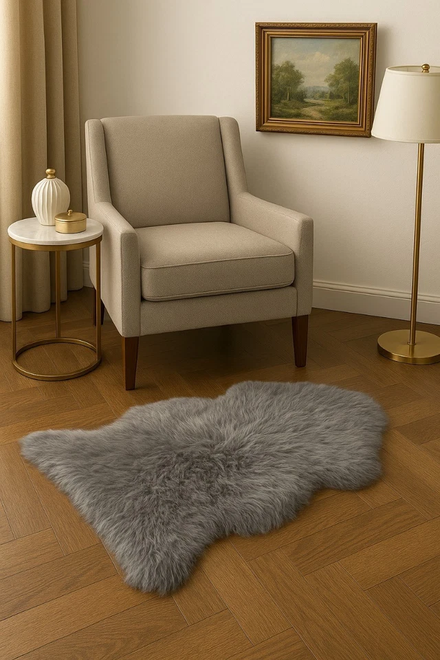 Alfombra islandesa real de piel de oveja suave de piel de lana natural decoración navideña Foto 1 de 4