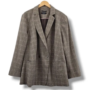 Blazer Talbots a Cuadros para Mujer Talla 3X Marrón Tostado Mezcla de Lana Preppy Academia Neutro - Imagen 1 de 12