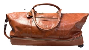 Valentina In Pell Made In Italy Leather Satchel Duffle Rolling Suitcase - Picture 1 of 21