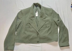 Express Women XL Sage Cropped Blazer Jacket office siren boardroom NWT corpcore - Picture 1 of 13
