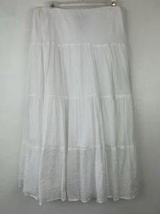 Chaps Ralph Lauren Skirt Womens M White Gauzy Tiered Maxi Beach Vacation Cruise - Picture 1 of 10