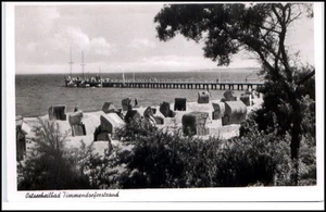 Postal Timmendorfer Strand Schleswig-Holstein ~ 1950/60 playa mar muelle barco - Imagen 1 de 1
