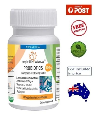 Probiotic Lactobacillus Helveticus 20 Billion CFU/gm Capsules - 500mg - AU Stock - image 1 of 3