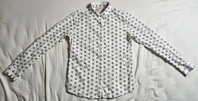 Banana Republic Soft Wash Shirt White Geometric Long Sleeve Size M - Image 1 of 4