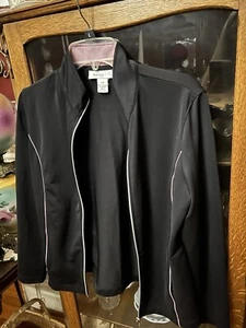 Women’s Style & Co Petite Med Sport Jacket Black With Lavender - Picture 1 of 4
