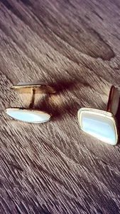 Perlmutt Manschettenknöpfe vergoldet - Bild 1 von 3