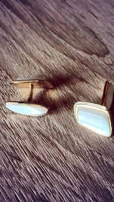 Perlmutt Manschettenknöpfe vergoldet - Bild 1 von 3