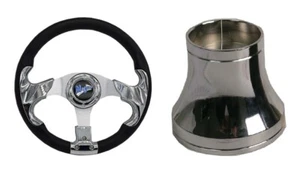 Madjax 13" Chrome Razor Steering Wheel w/ Chrome Hub Adapter Yamaha G16-G29 - Picture 1 of 3