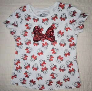 Disney Minnie Mouse Girls Sequin Bow Shirt Size Extra Large - Picture 1 of 6