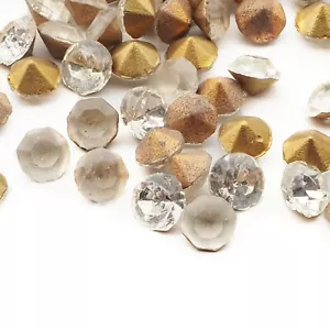 Lot (220) Czech vintage foiled faceted crystal clear glass rhinestones 4mm - Picture 1 of 2