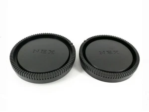 2 x Rear Lens Caps Covers for Sony NEX E Mount Lenses NEX logo - UK STOCK - Picture 1 of 8