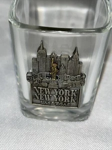 New York New York Casino Square Shot Glass FORT Pewter Las Vegas NV Vintage - Picture 1 of 9