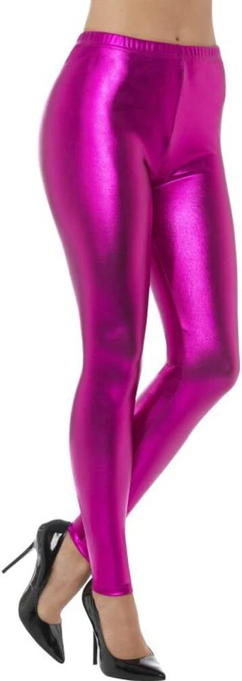 Smiffys Women's 80s Metallic Disco Leggings, Pink, M - UK Size 12-14 - Image 1 of 1
