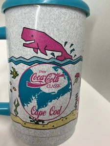 Vintage Coca Cola Rare Cape Cod Massachusetts Travel Mug with Straw Teal Blue - Picture 1 of 18