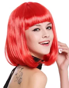 Wig Women's Wig Carnival Long Bob Shoulder-Length Straight Bangs Red 0073-3 - Picture 1 of 4