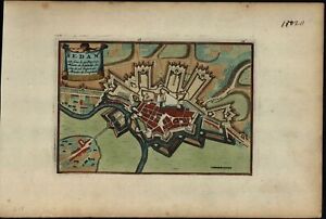 Berline No. France Ardennes plan ville c.1710 de la Feuille rare carte ancienne