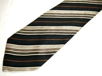 Corbata Croft & Barrow Para Hombre Marrón Negro Blanco Rayas 100% Seda 62" Largo Foto 1 de 4