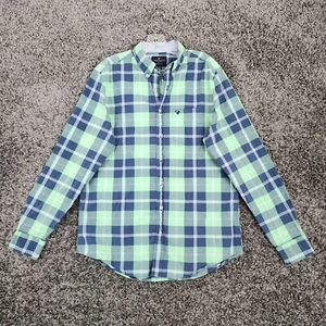 American Eagle Mens Blue Green Plaid Long Sleeve Button Up Size LT - Picture 1 of 5