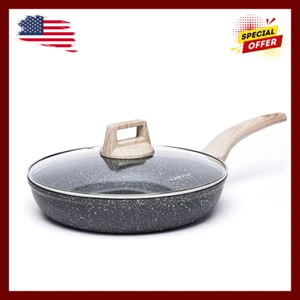 CAROTE Nonstick Deep Frying Pan with Lid 10 Inch Skillet Saute Pan Induction ... - Picture 1 of 24