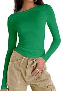 Women'S Casual Basic Going Out Crop Tops Slim Fit Short Sleeve Crew Neck Tight T - Picture 1 of 5