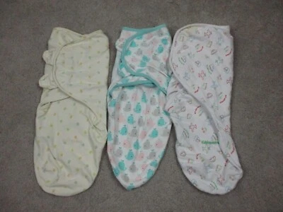 Lote 3 envoltórios Kiddopotamus bebê menino pequeno 0-3m 7-14 lb 3,2-6,4kg algodão Swaddle Me - Imagem 1 de 4