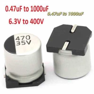 Capacitors Full Range 0.47uF to 1000uFSMD/SMT 6.3V-400V Aluminum Electrolytic - Picture 1 of 62