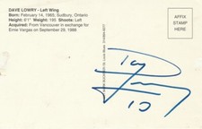 1991-92 Dave Lowry St. Louis Blues team issued autographed postcard