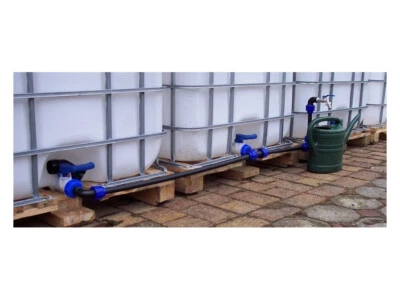 IBC Verbindungsset für 4 WASSERTANKS  Auslaufhahn + 1" Pumpenanschluss #1014S+P - Bild 1 von 4